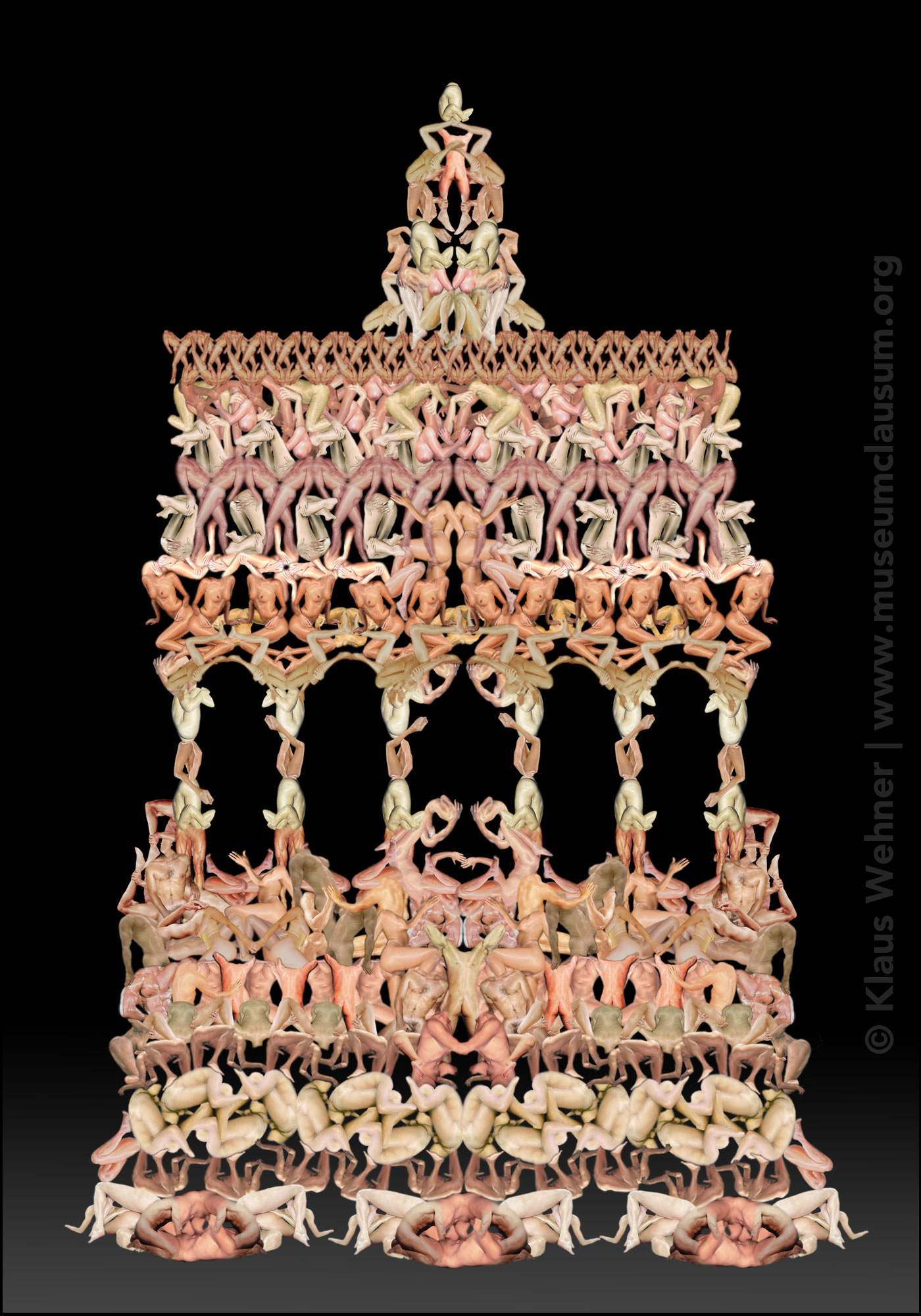 digital photomontage making the shape of a reliquary