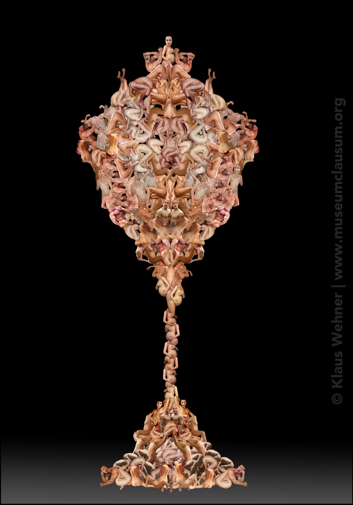 digital photomontage making the shape of a reliquary