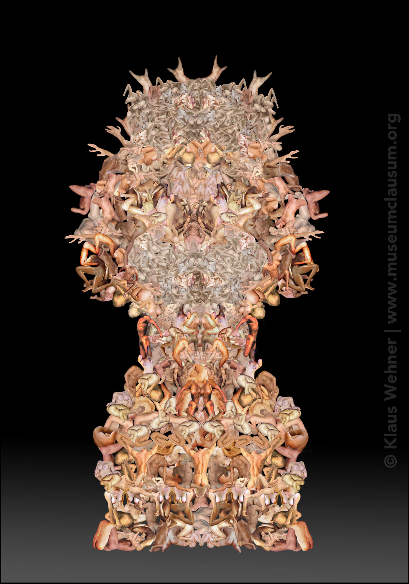 digital photomontage making the shape of a reliquary