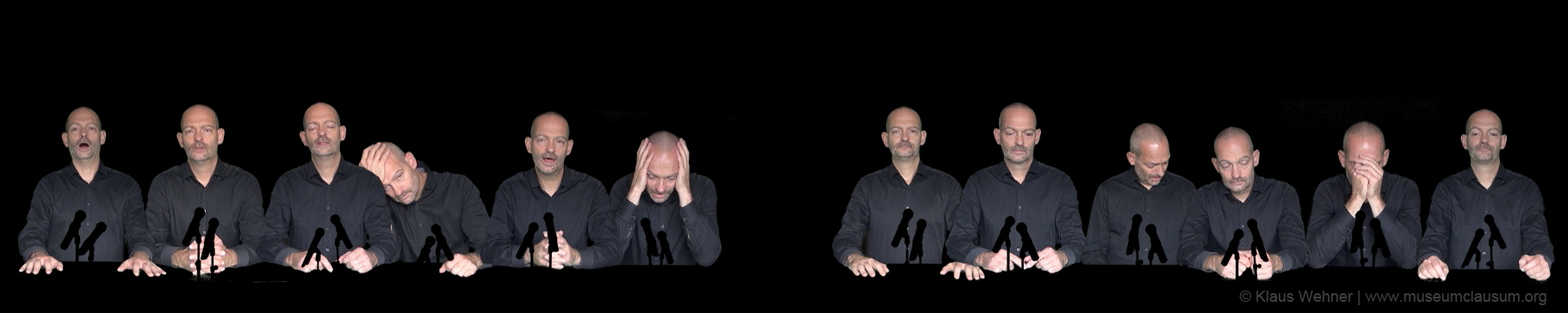 Still from the video work: I no hai remedio (Press Conference) in reference to Leonardo´s Last Supper